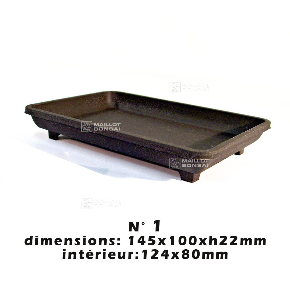 Soucoupe En Plastique Pour Pot Bonsaï - Dimensions 22 X 15 X 3 Cm, Noire