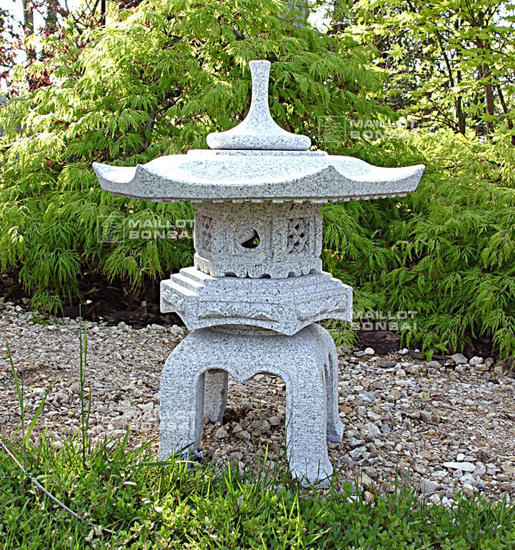Lampe Lave Magnifique Lanterne Japonaise Massive Tachi-Gata Yukimi En Pierre Reconstituée, Résistant Au Gel Statue Pierre Béton Blanc Patiné