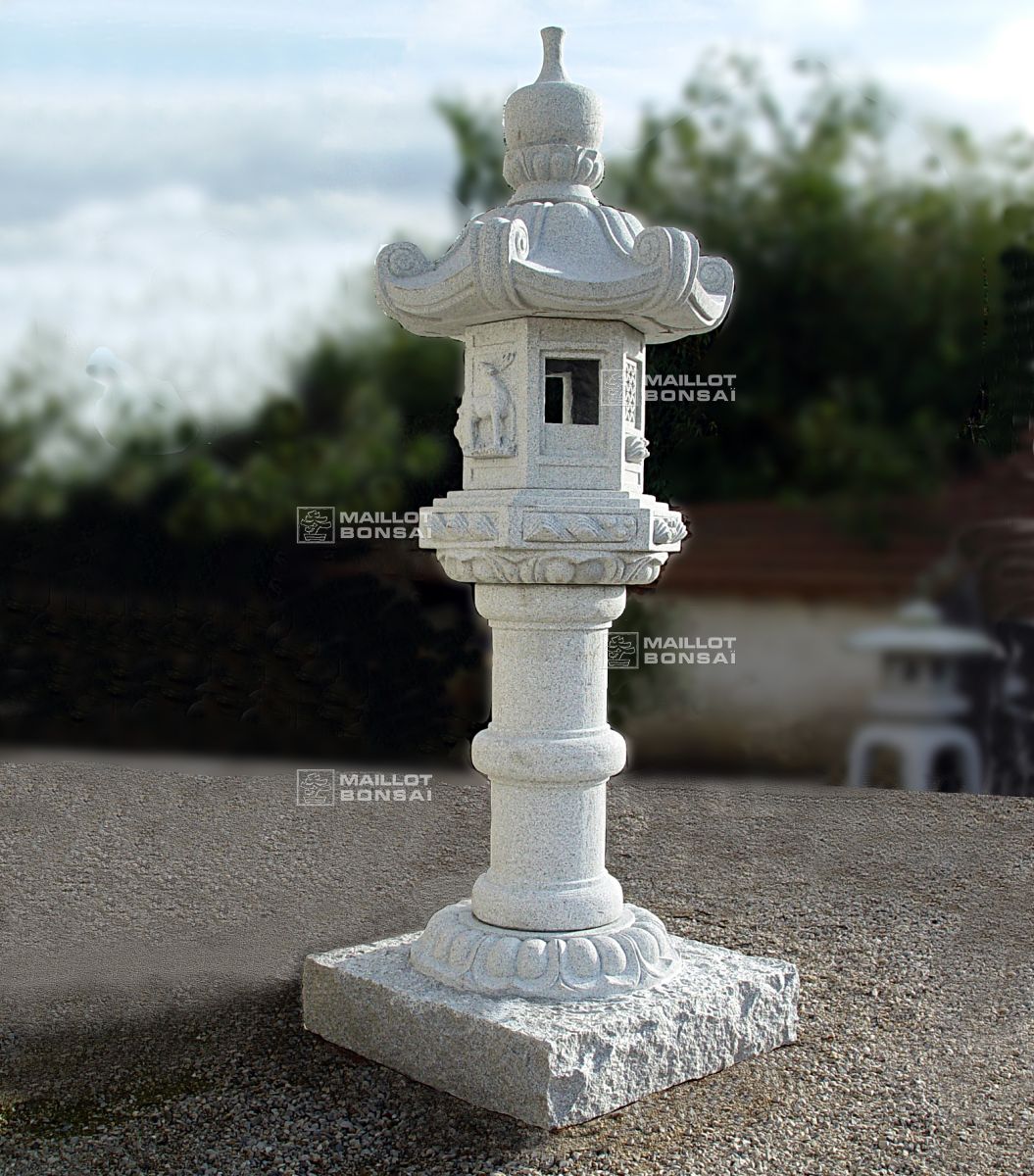 Lanterne Japonaise En Pierre Reconstituée Tachi-Gata - Résistante Au Gel, Décoration De Jardin Style Asiatique