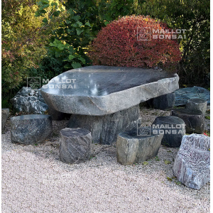 Table and stools in sanba stone from Japan