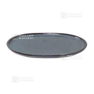 Ceramic oval plant pot saucer grey blue medium