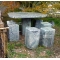 Table and 6 stools in Japanese stone