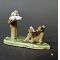 Ceramic bonsai figurine 2 people on a banana leaf