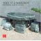 Table and stools in sanba stone from Japan