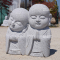 Two Buddhist monks garden statue jizo
