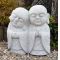 Two Buddhist monks garden statue jizo