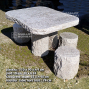 Table and 4 stools in Japanese stone