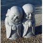 Two Buddhist monks garden statue jizo